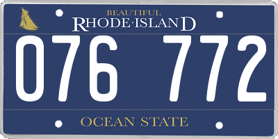 RI license plate 076772