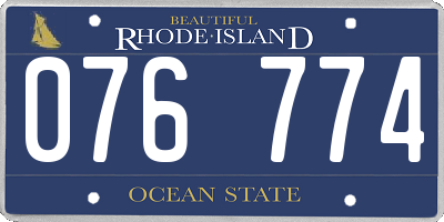 RI license plate 076774
