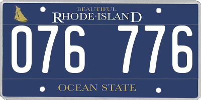 RI license plate 076776