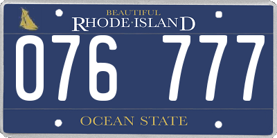 RI license plate 076777