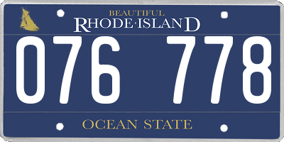 RI license plate 076778