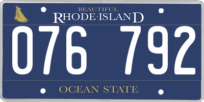 RI license plate 076792