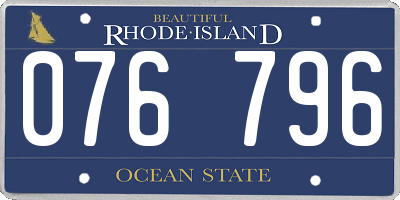 RI license plate 076796