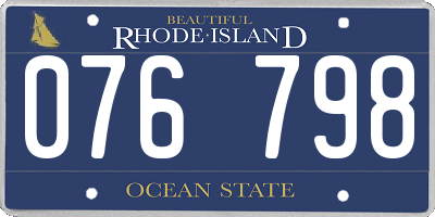 RI license plate 076798