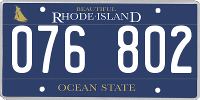 RI license plate 076802