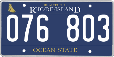 RI license plate 076803
