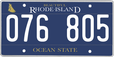 RI license plate 076805