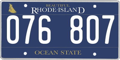 RI license plate 076807