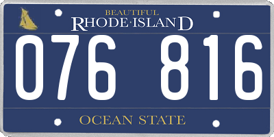 RI license plate 076816