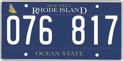 RI license plate 076817