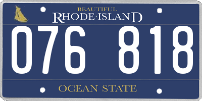 RI license plate 076818