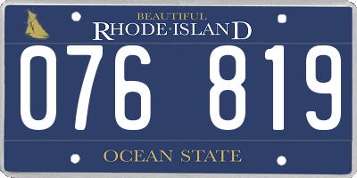 RI license plate 076819