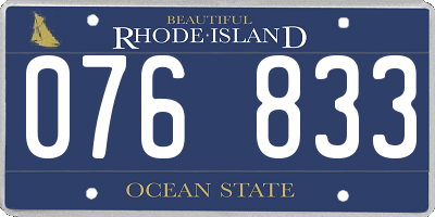 RI license plate 076833