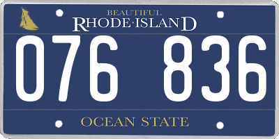 RI license plate 076836