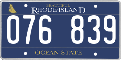 RI license plate 076839