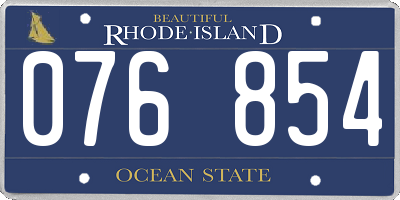 RI license plate 076854