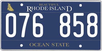 RI license plate 076858