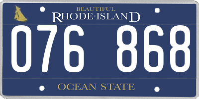 RI license plate 076868
