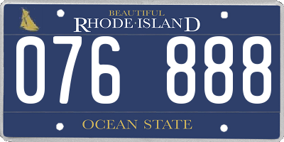 RI license plate 076888