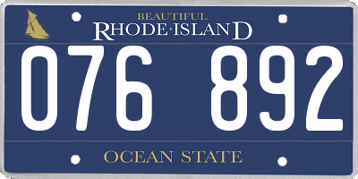 RI license plate 076892