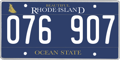 RI license plate 076907
