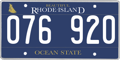 RI license plate 076920