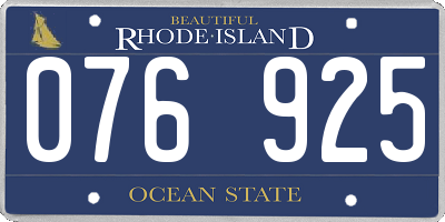 RI license plate 076925