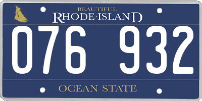RI license plate 076932