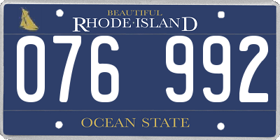 RI license plate 076992