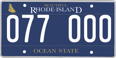 RI license plate 077000