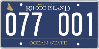 RI license plate 077001