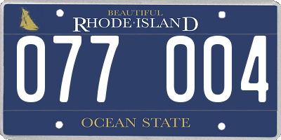 RI license plate 077004