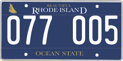 RI license plate 077005