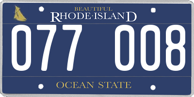 RI license plate 077008