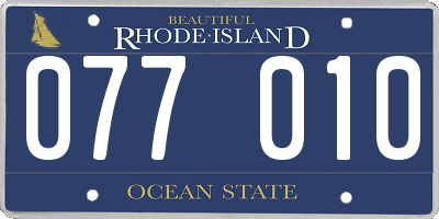 RI license plate 077010