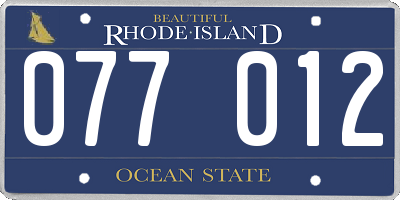 RI license plate 077012