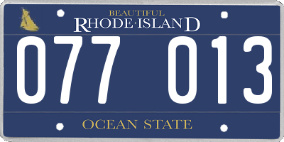 RI license plate 077013