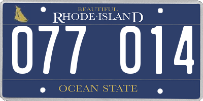 RI license plate 077014