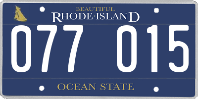 RI license plate 077015