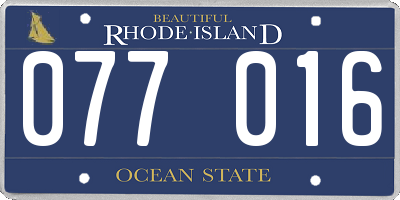 RI license plate 077016