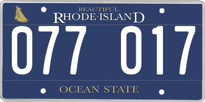 RI license plate 077017