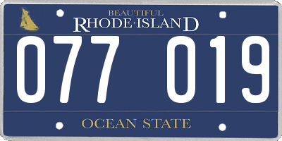 RI license plate 077019