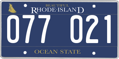RI license plate 077021
