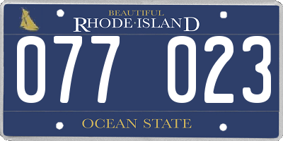 RI license plate 077023