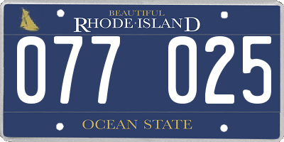 RI license plate 077025