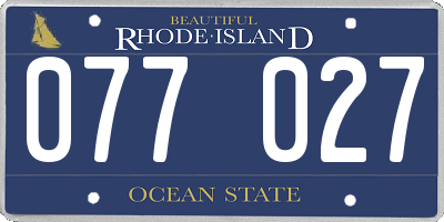 RI license plate 077027