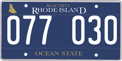 RI license plate 077030