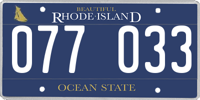 RI license plate 077033