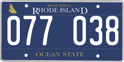 RI license plate 077038