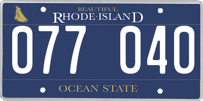 RI license plate 077040